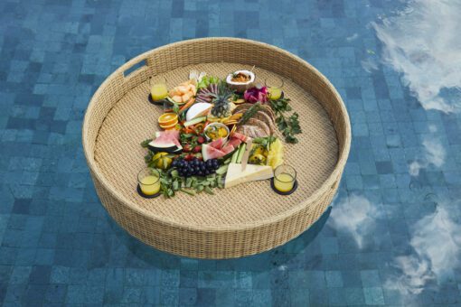 ROUND FLOATING POOL TRAY (HONEY NATURAL)